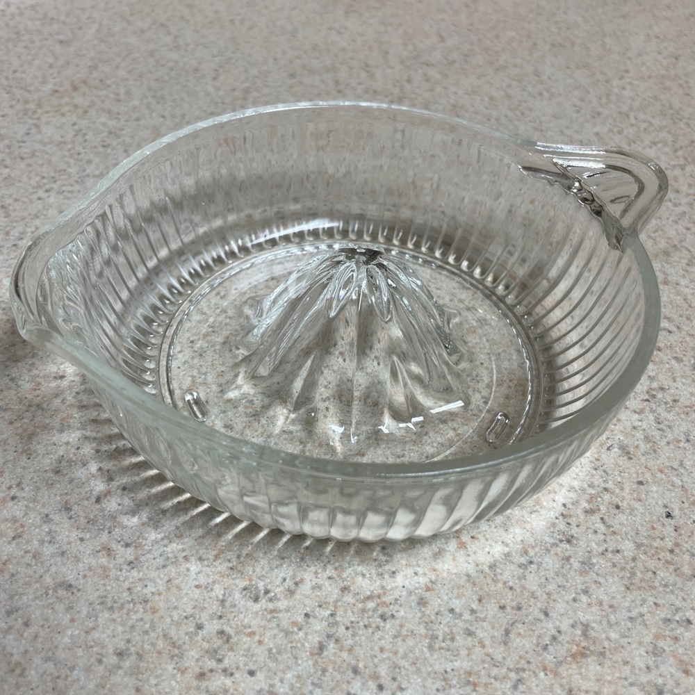 MCM Clear Glass Juicer Citrus Orange Grapefruit Vintage Depression Hand Reamer
